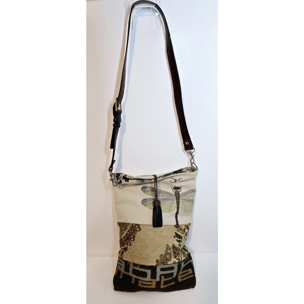 Handcrafted Crossbody Shoulder Tapestry Purse Dragonfly Reversible Multicolor LG